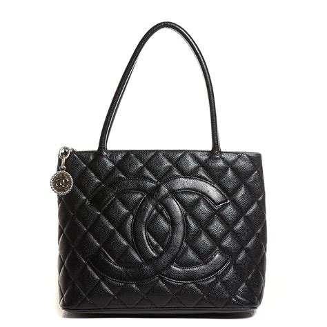 chanel black caviar leather medallion tote|CHANEL Caviar Quilted Medallion Tote Black .